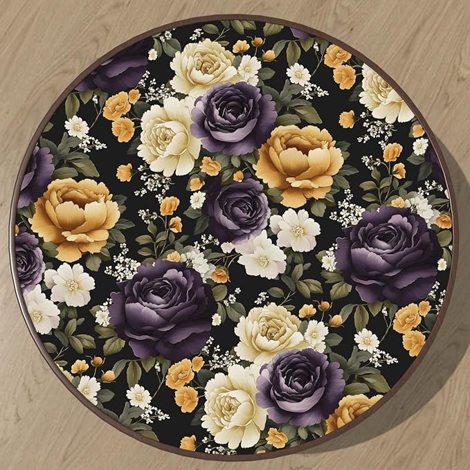 Floral Black Vintage Wallpaper Peel and Stick Dark Purple Beige Peony Contact Paper 17.5