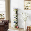 TUTOTAK Bookshelf, 8-Tier Bookcase, Narrow Spine Book Shelf for Small Space, Corner Standing Shelf for Living Room, Office, Study, Entryway, Olive Green BS06BOG008