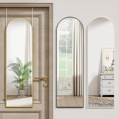 Vlush Door Mirror, Full Length Mirrors Over The Door, 14'' x 48'' Hanging/Rectangular Wall Mirror, Wall-Mounted/Hanging/Leaning, Home Decor,(Gold)