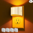 DORESshop LED Night Light[4 Pack], Night Lights Plug into Wall, 3 Level Brightness Adjustable Plug in Night Light, Dusk to Dawn Sensor Nightlights for Adults,Bedroom,Bathroom,Hallway, Amber
