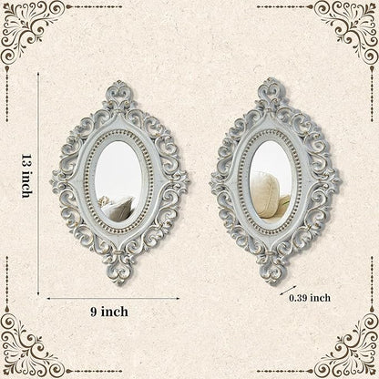 ZEXUIRU Set of 4 Wooden Rustic Wall Mirror Vintage Style Decorative Entry Mirror Farmhouse Wall Decoration for Living Room Bedroom Bathroom Kitchen