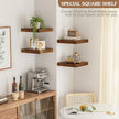 Olakee Corner Floating Shelf Set of 4, 9.84’’ Rustic Wood Wall Mounted Corner Shelf for Bathroom, Bedroom, Kitchen, Living Room, Farmhouse, Office-Heavy Duty Floating Shelves – Carbonized Black