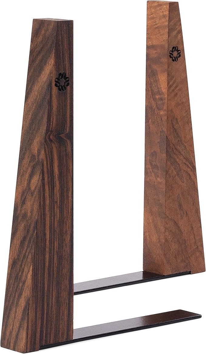 TILISMA Walnut Bookends for Shelves | Wooden Book Ends for Shelves | Sturdy Book Holders, Stoppers with Metal Base for Bookshelves | Slick Decorative Bookends Stands Firmly on Bookshelf (Pair)