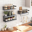 Fixwal 3+1 Tier Wall Mounted Bathroom Shelves Over Toilet, Rustic Wood Floating Shelves with Metal Frame and Towel Bar for Bathroom, Kitchen, Bedroom, Living Room (Gray)