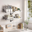 Heimlove White Deep Floating Shelves for Wall, 16W x 12D Wood Wall Shelves Set of 2, Wide Floating Bookshelf for Living Room, Kitchen, Office, Bedroom and Decor Storage, with Black Bracket - White