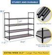 Sundaze Shoe Rack - 4 Tier Shoe Rack for Front Door Entrance, Sturdy Long Shoe Organizer for Closet, Bedroom, Entryway, Garage, Non Woven Fabric Shelf, Black, Holds Up to 20 Pairs