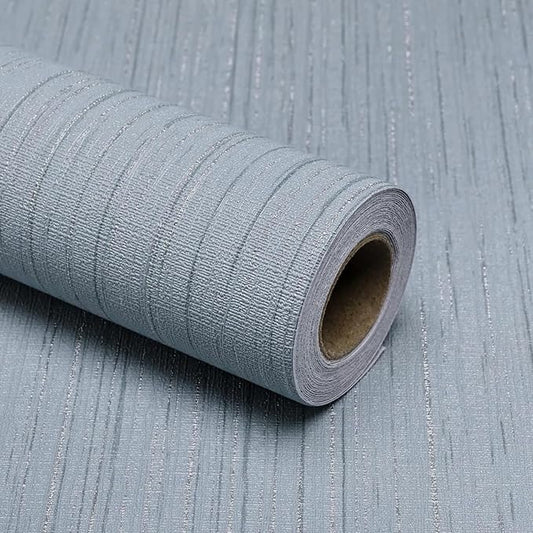 Grey Blue Grasscloth Peel and Stick Wallpaper 15.74" x 196.85" Textured Neutral Faux Grass Cloth Contact Paper Waterproof Wallpaper Vintage Removable Vinyl Wall Paper