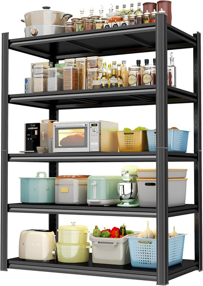 Kitchen Storage Shelves, 5-Tier Adjustable Heavy Duty Metal Kitchen Shelving Unit, Kitchen Appliance Shelf for Storage, Free Standing Organizer Shelf (36" W× 18" D ×78" H)
