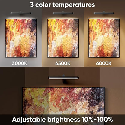 Battery Operated Picture Lights for Wall,6500mah Rechargeable Picture Light with Remote,Wireless Painting Lights 3 Color Temperature Dimmable,LED Art Light for Frame Artwork Portrait Dartboard.