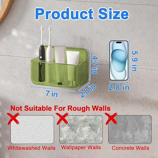 Diesisa 2pc Acrylic Wall Mount Organizer, Adhesive Cabinet Door Organizer,Acrylic Bathroom Shelves for Wall,No Drilling Hang Walls,with Self Adhesive Tape, for Bathroom, Kitchen, Living Room-Green