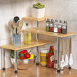 ZHWS Kitchen Countertop Organizer Spice Rack for Salt, Bathroom Counter Organizer Over Sink for Makeup, Skincare, Adjustable 3-Tier Corner Counter Shelf with 4 Hooks for Coffee Bar Dresser Table