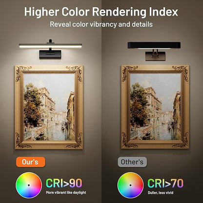 AIFEI Picture Lights for Wall Battery Operated, Rechargeable Wireless Picture Light with Remote Control, Dimmable Art Lighting for Paintings, Gallery Frame Display Light, 16" Wall Picture Lamp, Black
