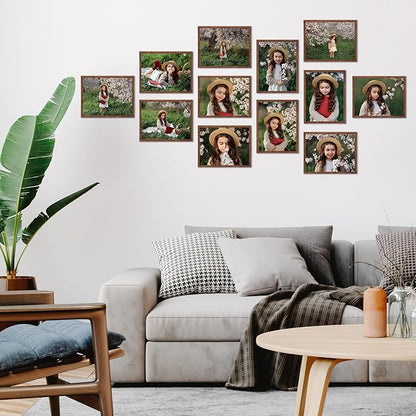 Hoikwo 18 Packs 8.5x11 Dark Brown Multi Plastic Picture Frames Set with Plastic Cover, Certificate Frames for Document Diploma Award, Light Weight Bulk 8.5 by 11 Frames Pack for Wall Hanging and Table