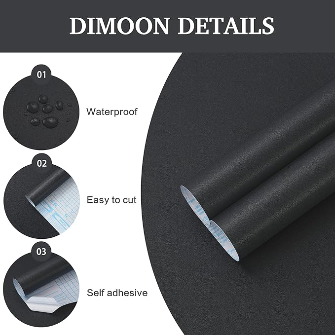 Dimoon 17.7''x393'' Peel and Stick Wallpaper Dark Grey Contact Paper for New Environmentally Friendly Materials Thickening Upgrade Embossed Renter Friendly Gray Wall Modern Vinyl Countertop Bedroom