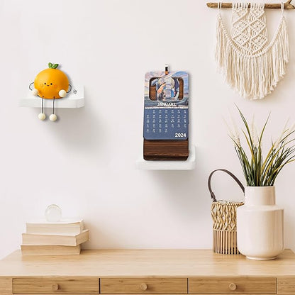 Small Floating Shelf, 4x4 Inch Display Ledges for Wall,Mini Shelves,Rustic Wood Shelf for Bedroom Living Room Bathroom Kitchen (4, Rustic White)