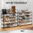 Metal Shoe Organizer,6 Tiers Shoe Storage Shoe Rack with Hooks,Fit 24-30 Pairs,Adjustable Shoe Shelf for Entryway,Hallway,Bedroom,Metal Bottom Support