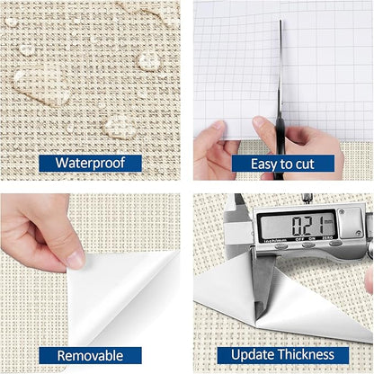 FunStick Beige Wallpaper Stick and Peel for Bedroom Waterproof Grasscloth Peel and Stick Wallpaper Textured Geometric Wall Paper Self Adhesive Beige Contact Paper for Cabinets Walls Shelves 12"x200"
