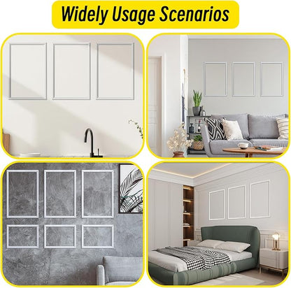 3 Frames 16x24 inches Pre-Cut Wall Moulding Wainscoting Panels, Ready-to-Assemble Decorative Wall Molding & Trim, Premade Picture Frame Molding and Accent Wall Decor