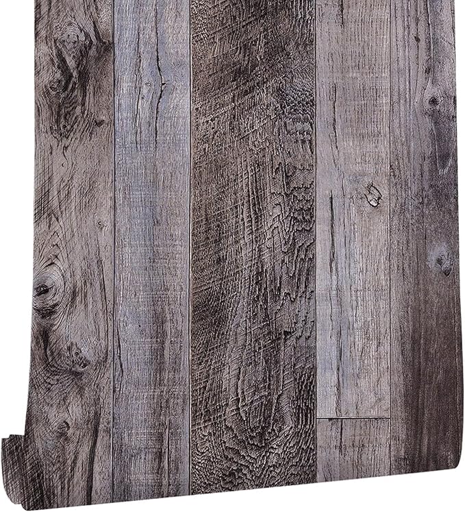 Yun-aeon Gray Wood Peel and Stick Wallpaper 17.3
