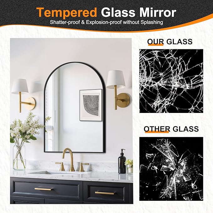 Delma Arched Bathroom Mirror, 24