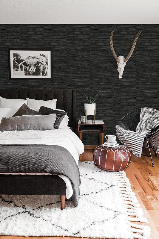 NuWallpaper Black Grassweave Peel and Stick Wallpaper, NUS4992