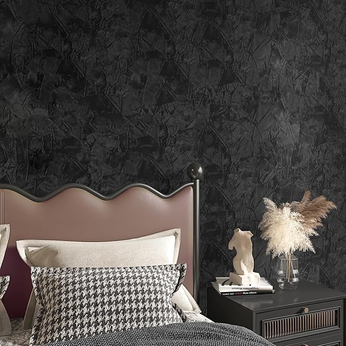 LACHEERY Velvet Wallpaper Black Velvet Peel and Stick Wallpaper 15.8