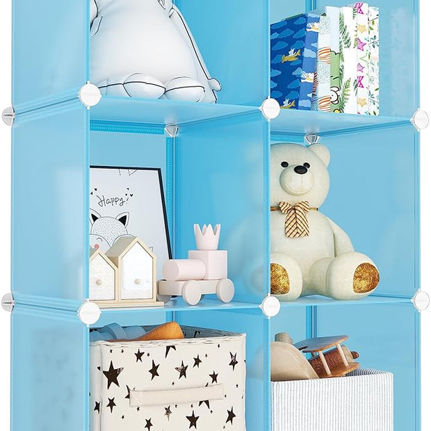 Portable Closet 6 Cube Closet Organizer and Storage Shelf Bookcase with Metal Hammer, Organizer Cabinet for Kids, Bedroom, Bathroom