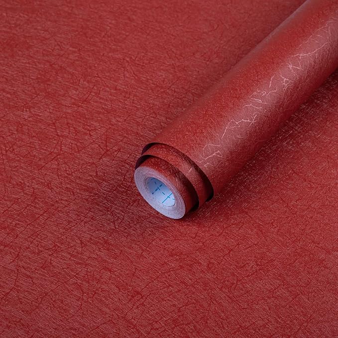 Dark Red Peel and Stick Self Adhesive Wallpaper - Removable Waterproof Bathroom Countertop Contact Paper 15.7" X 118" - Kitchen Vinyl Wrap for Cabinet Countertops - Wall Cover Counter Top Paper