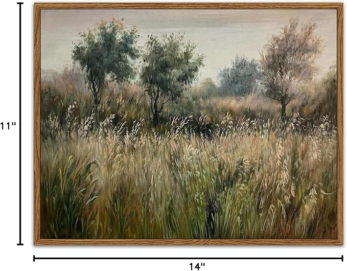 SHENIFY Landscape Framed Canvas Wall Art Vintage Classical Wilderness Prints Modern Kitchen Bathroom Office Decor - 11x14in Natural Framed