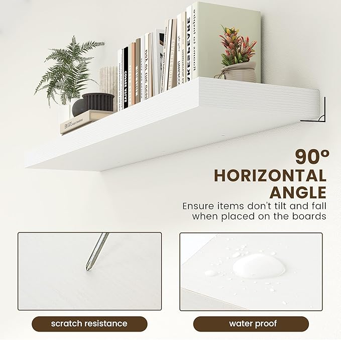 12 Inch Deep Floating Shelves | 55 Inch White Floating Shelves | 55