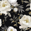 Dark Floral Wallpaper Peel and Stick Boho Wallpaper 17.5in x 118in White Floral Contact Paper Self Adhesive Waterproof Vintage Flowers Wall Paper for Bedroom Walls Countertop(White,Golden)