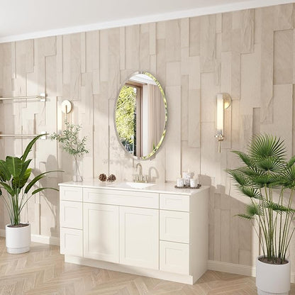 VocalStar Frameless Oval Mirror, 28" x 36" Bathroom Wall Mirror with Beveled Edge, Modern Decorative Vanity Mirrored for Living Room, Entryway, Bedroom | 1/4-Inch Shatterproof Glass