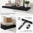 Fun Memories Floating Shelves for Wall, 30 Inch Long Floating Shelves Set of 2, 30 x 10 Wooden Shelves for Wall, Large Storage Shelves, Hanging Shelves for Bathroom Kitchen Bedroom, Black