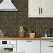 WENMER Black and Gold Geometric Wallpaper, 17.7