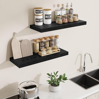 Dreamland 30 Inch Long Floating Shelves in White,8 Inch Deep Floating Shelf for Wall,Large Display & Storage Shelf, Wall Shelf for Bathroom Bedroom Living Room Kitchen Office，Set of 2