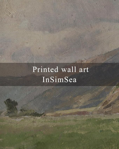 InSimSea Framed Canvas Wall Art Vintage Decor, Prairie Mountain Landscape Paintings, Large Prints, Farmhouse Decor, Natural Scenery Hanging Wall Decorations for Living Room Bedroom, 20"x30"