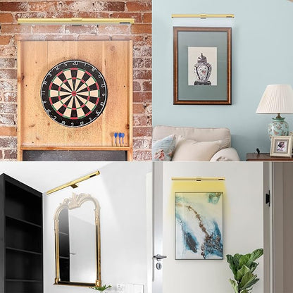 Wireless Picture Light Battery Operated,19.7" Rechargeable Painting Light with Remote Control, Metal Art Display Lamp,3 Modes,Dimmable Dartboard Light with Timer for Dartboard Gallery