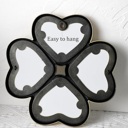 Small Decoritive Heart Wall Mirrors Set of 3, Decorative Four-Leaf Clover Mirror (Gold)