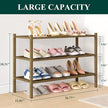 Smiry Bamboo Shoe Rack, 3 Tier Shoe Organizer for Entryway & Closet, Stackable Free Standing Storage Shelf for Shoes, Bags & Plants, Walnut