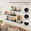 Axeman Picture Ledge Shelf | 24 Inch Black Floating Shelves Set of 3 | Rustic Wood Wall Shelves with Lip | 24