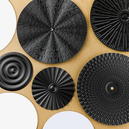 Blulu 9 Pcs Black Mirror Wall Decor Metal Round Home Art Decor Decorative Modern Circle Mirror Wall Art Sculpture Hanging Decorations for Home Living Room Office