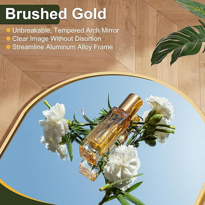 NicBex Oversized Full Length Mirror with Stand, 76"x35" Aluminum Alloy Frame Large Floor Mirror, Large Arched Mirror Full Length, Gold - Free Standing, Leaning Against Wall or Wall-Mounted