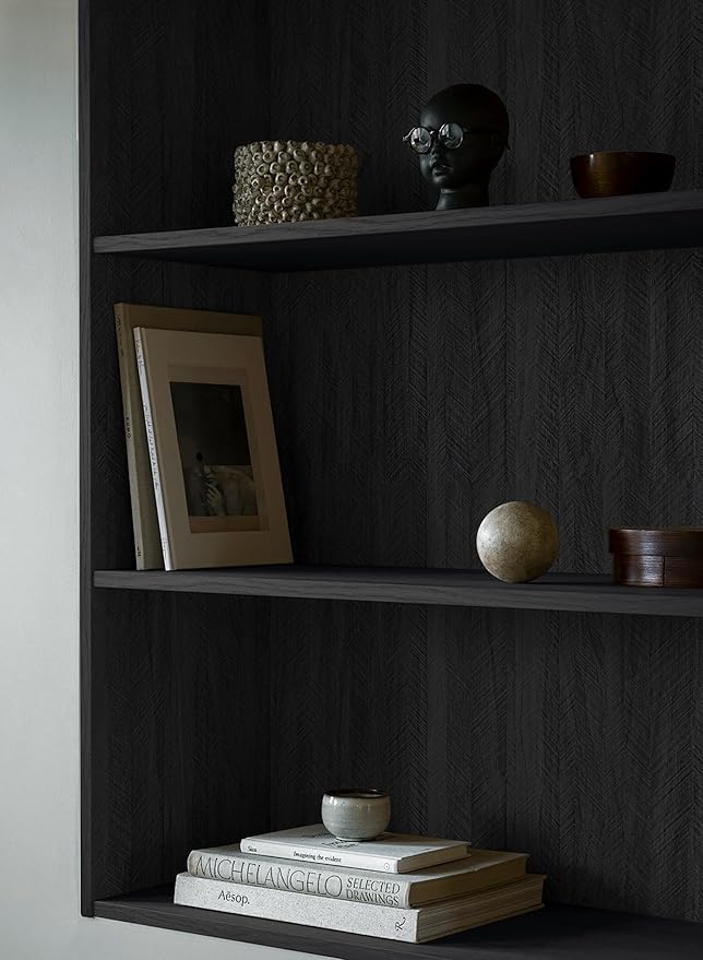 Safiyya Black Peel and Stick Wallpaper Contact Paper for Countertop Kitchen Wood Self Adhesive Removable Wallpaper for Bedroom 393"×15.7"