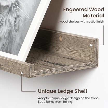 Axeman 40 Inch Floating Shelves | Grey Picture Ledge Shelf Set of 3 | Rustic Grey Wood Wall Shelves with Lip | 40" Picture Shelf for Wall with Ledge | Photo Shelves