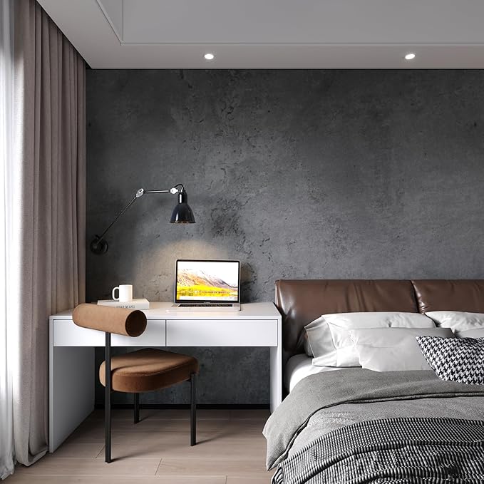 32x78inch Extra Wide Grey Concrete Wallpaper Peel Stick Dark Cement Look Contact Paper Matte Thicken Adhesive Waterproof Vinyl Wall Stickers for Apartment Office Modern Industrial Style Charcoal Gray
