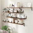 Deep Floating Shelves for Wall,36Wx8D Wall Mounted Shelves Set of 2,Wall Storage Floating Shelf with Sturdy Metal Brackets for Living Room,Bathroom,Kitchen,Office,Walnut