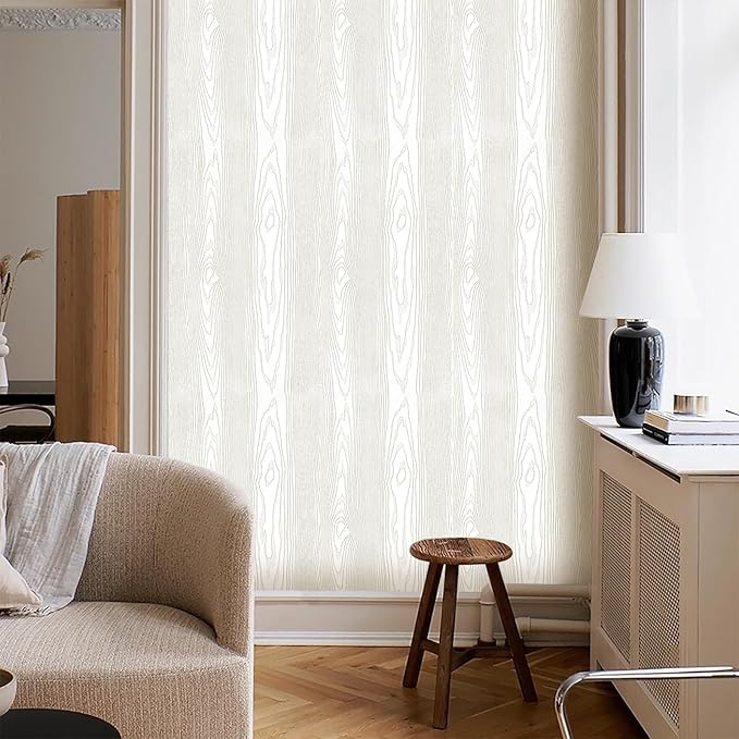Yun-aeon Light White and Silver Wood Contact Paper 17.3"x200" Rustic Wooden Peel and Stick Wallpaper Removable Self-Adhesive Wallpaper Wood Grain Contact Paper for Countertops Cabinets
