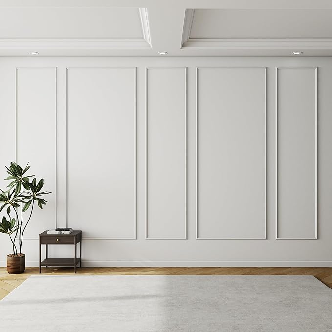 5 Set Accent Wall Molding Kit Premade Wainscoting Panels Wall Molding Peel and Stick Panel White Pre Cut Trim for Walls Picture Frame Molding for Home Decoration(31 x 78 Inch)