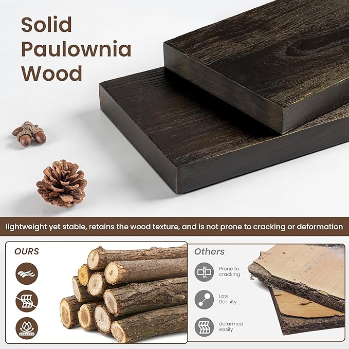 fuqing Floating Shelves for Wall - 36 Inch Dark Wood Shelves Set of 2-36 Inch Wide x 9.3 Inch Deep x 1.6 Inch Thick Wood Wall Shelves for Room Decor & Storage