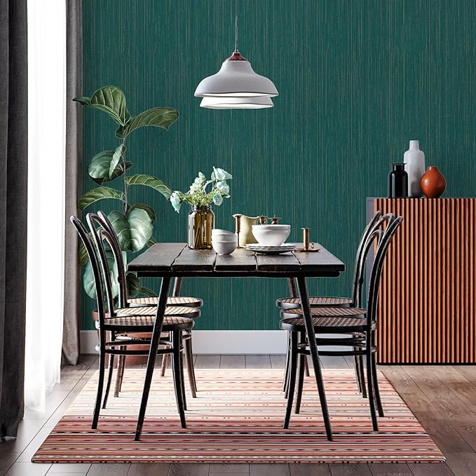 Teal Grasscloth Peel and Stick Wallpaper Texture Contact Paper A Set of 15.7" X 480" Self-Adhesive Linen Removable Wallpaper Cabinets Counter Top Liners
